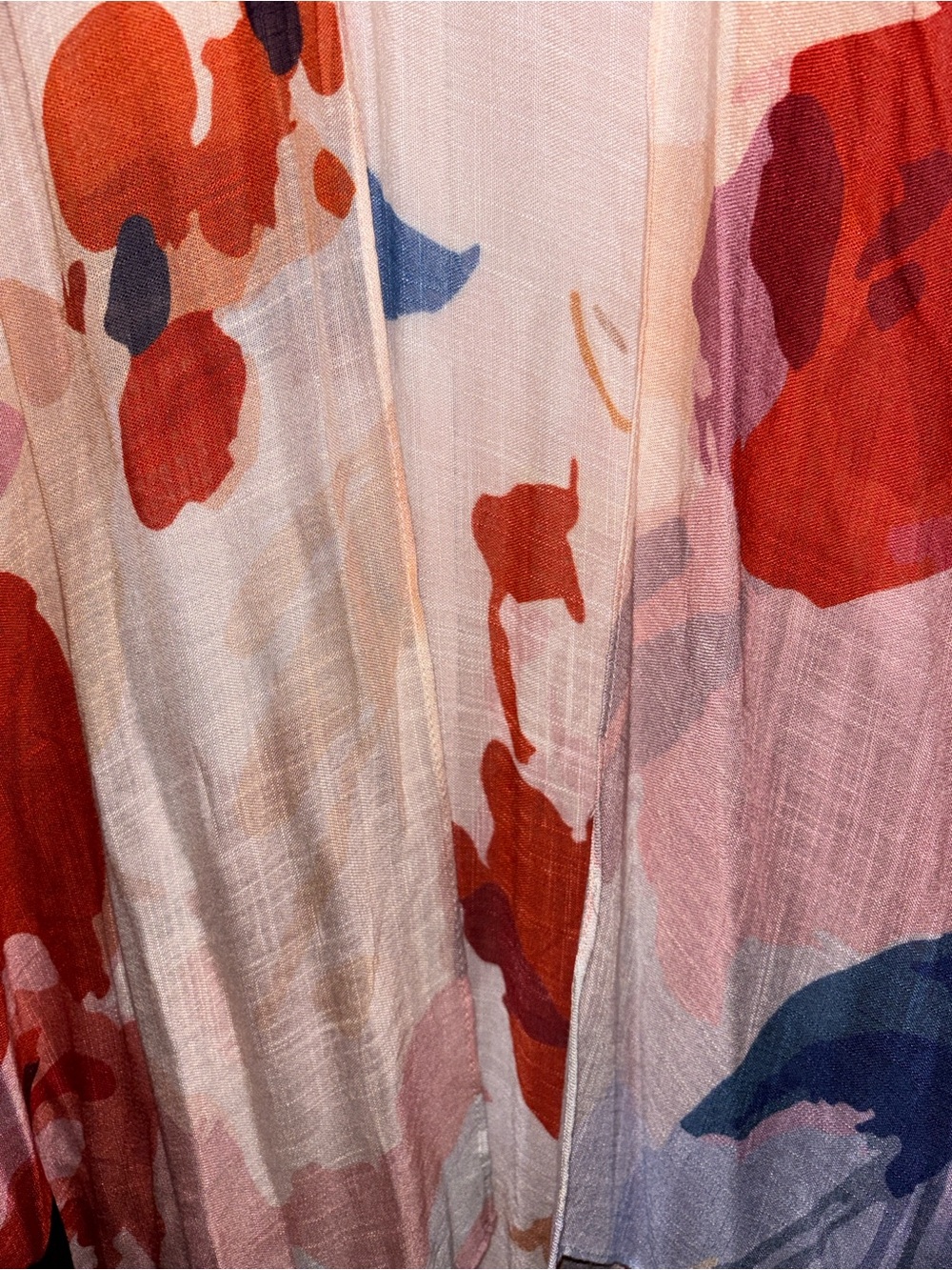 Floral Watercolor Kimono Cover-Up in Rust & Blue, NWT - Picture 5 of 10